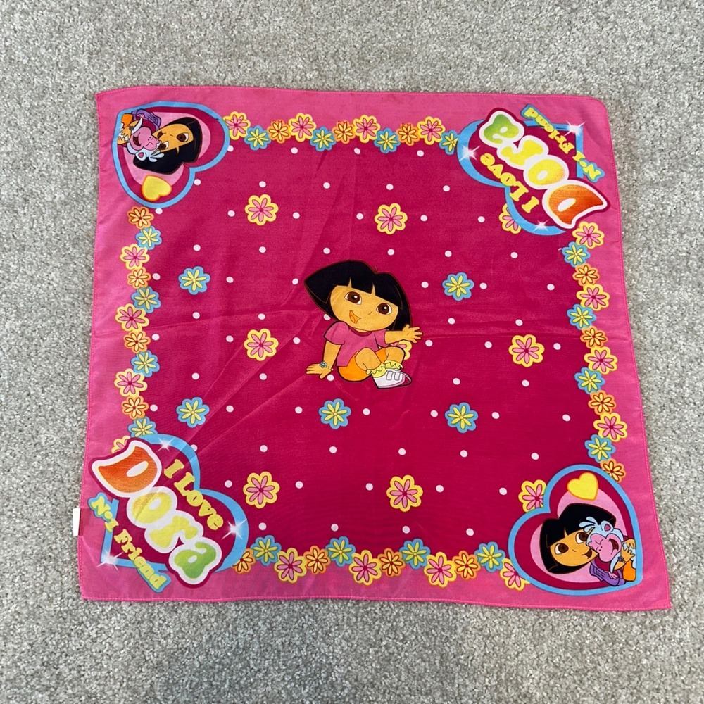 Vintage 2007 Dora the Explorer Pink Bandana Scarf Nickelodeon H.E.R. Accessories